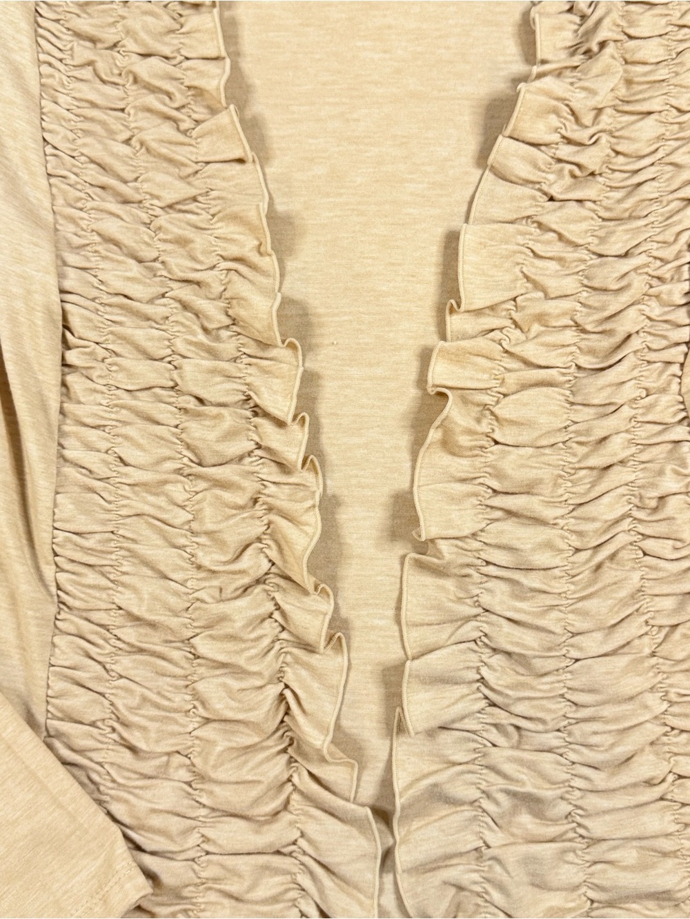 Milano Cream Ruffle-Front Sweater Cardigan - Picture 3 of 6
